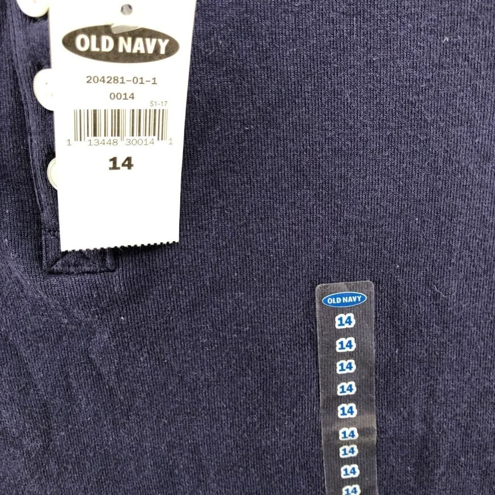 NWT Old Navy Girls Size 14‎ Polo Shirt Navy Blue Short Sleeve Cotton School